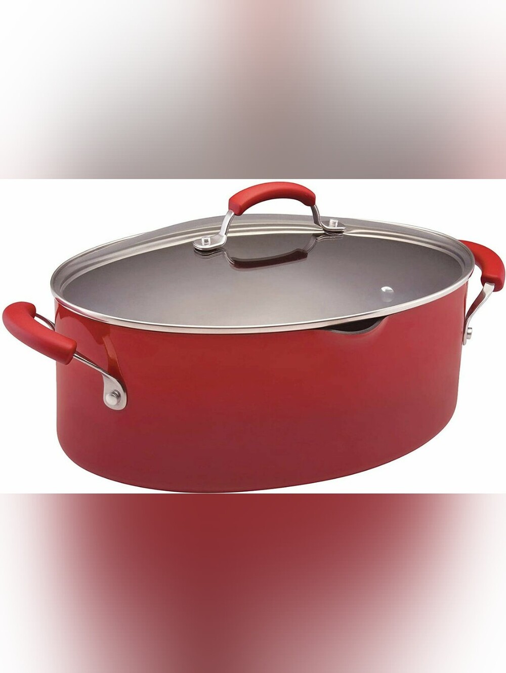 Rachael Ray Nonstick Pasta Stock Pot with Glass Lid & Spout 8Qt Red - Picture 2 of 6
